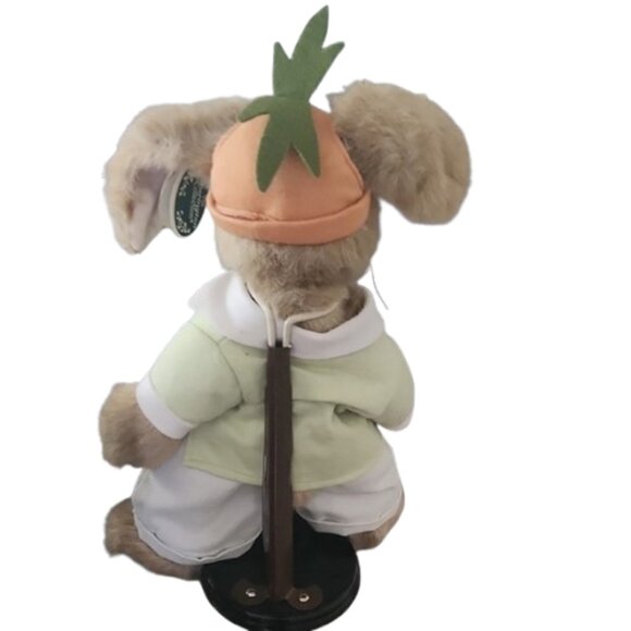 [Bearington Collection] Adorable Plush Boy Bunny with Carrot Outfit w/ stand - Picture 2 of 7
